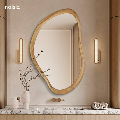 法式复古原木风不规则镜子卫生间