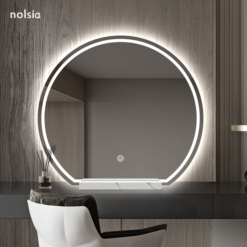 轻奢高级大号梳妆台镜子带灯桌面台式公主风化妆镜影楼专用ins风