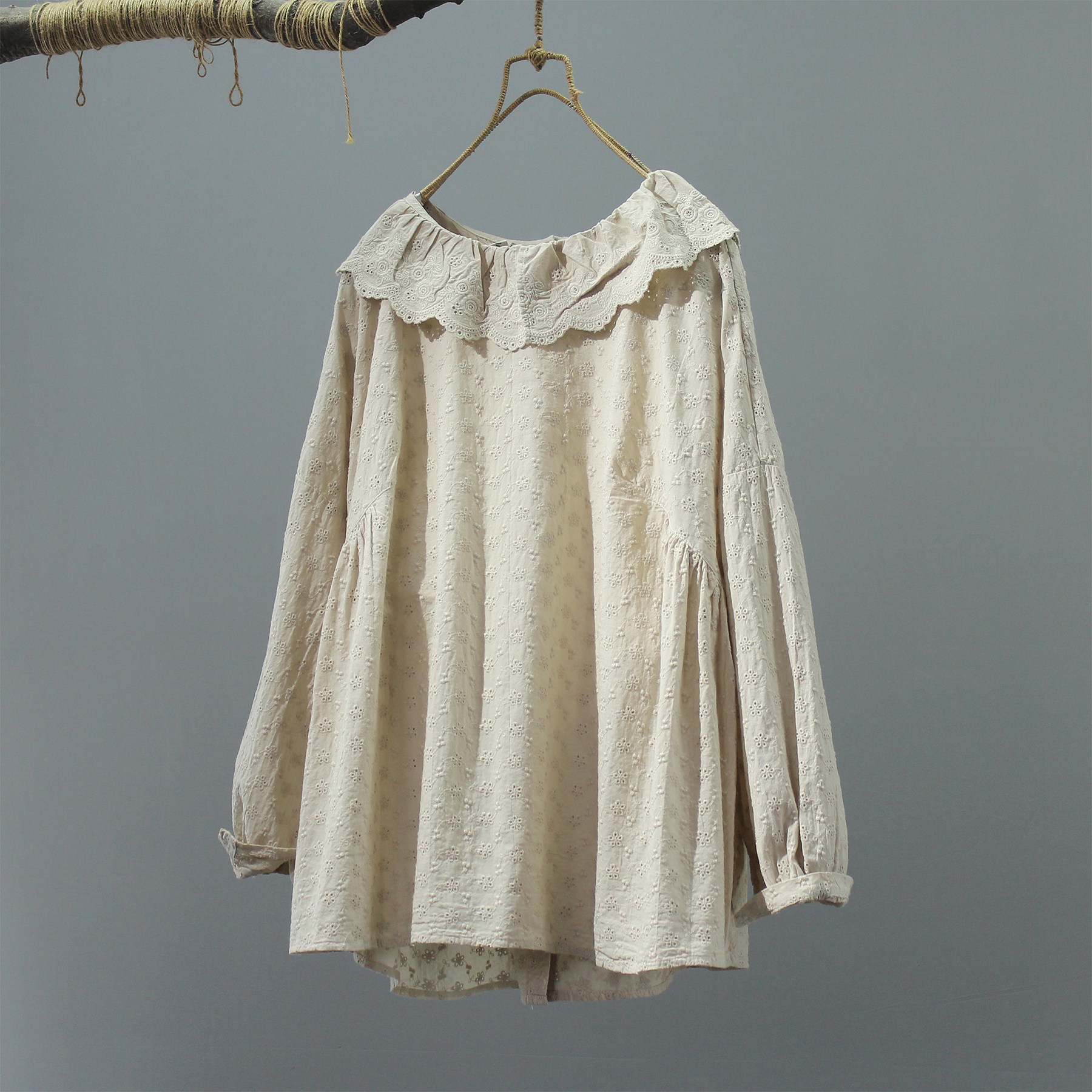 甜美大花边领宽松纯棉刺绣减龄衬衣女士春季新品后开扣大版娃娃衫,女装/女士精品,衬衫,淘宝优惠券,粉丝福利购,淘宝优惠卷