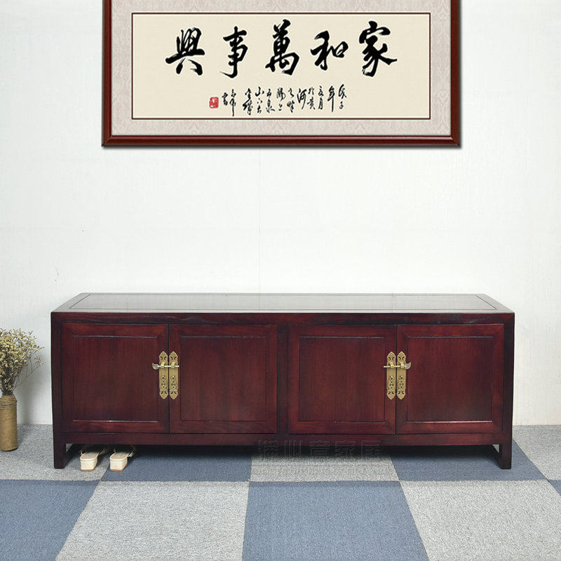 香樟木入户鞋柜家用实木换鞋凳可坐中古风四门储藏收纳柜整装定制