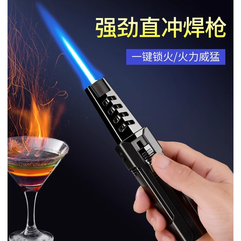 笔式电子防风充气打火机直冲抖音创意喷枪艾灸雪茄高温焊枪大容量