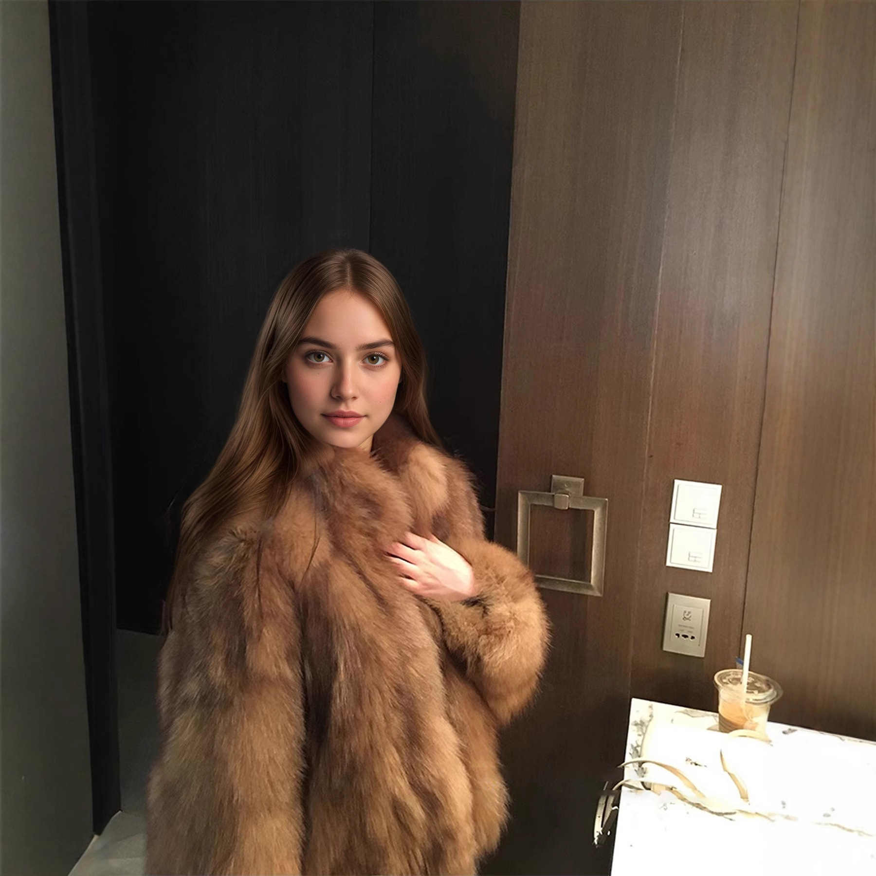 欧美高级感环保狐狸毛皮外套女短2025秋冬新款加厚保暖毛毛外套