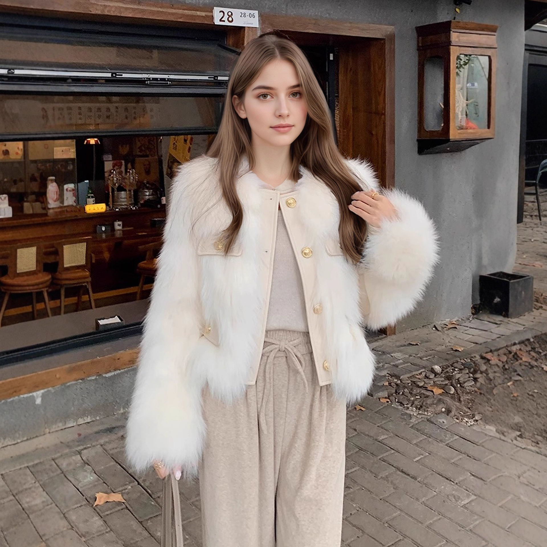 欧美外贸爆款皮草外套女2025毛茸茸皮毛一体年轻小个子夹克