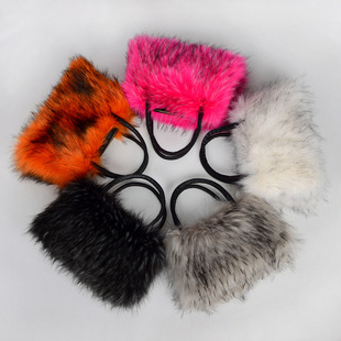 处理仿皮草手提包大容量托特包单肩斜挎小方包时尚 百搭白色皮草包