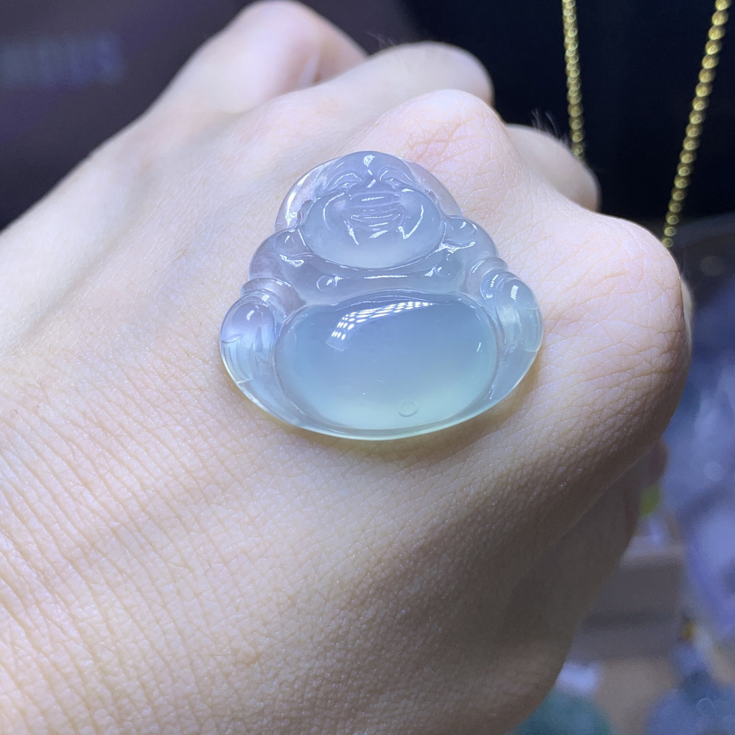 天然缅甸A货翡翠冰种佛公吊坠TA820