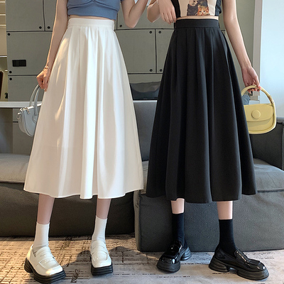 半身裙A字裙伞裙黑色百褶裙