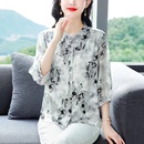 女2025夏季 百搭上衣 新中式 雪紡衫 盤扣小衫 復(fù)古襯衫 七分袖 時尚 新款
