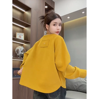 冬季新款后背贴布字母插肩袖卫衣