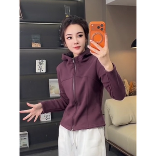 欧洲站净版立体裁剪加绒连帽卫衣女冬季新款拉链修身百搭短款外套