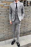 韩版修身格子西装套装男士英伦西服三件套职业装礼服SJT812-P280，男装西服套装，星座1012