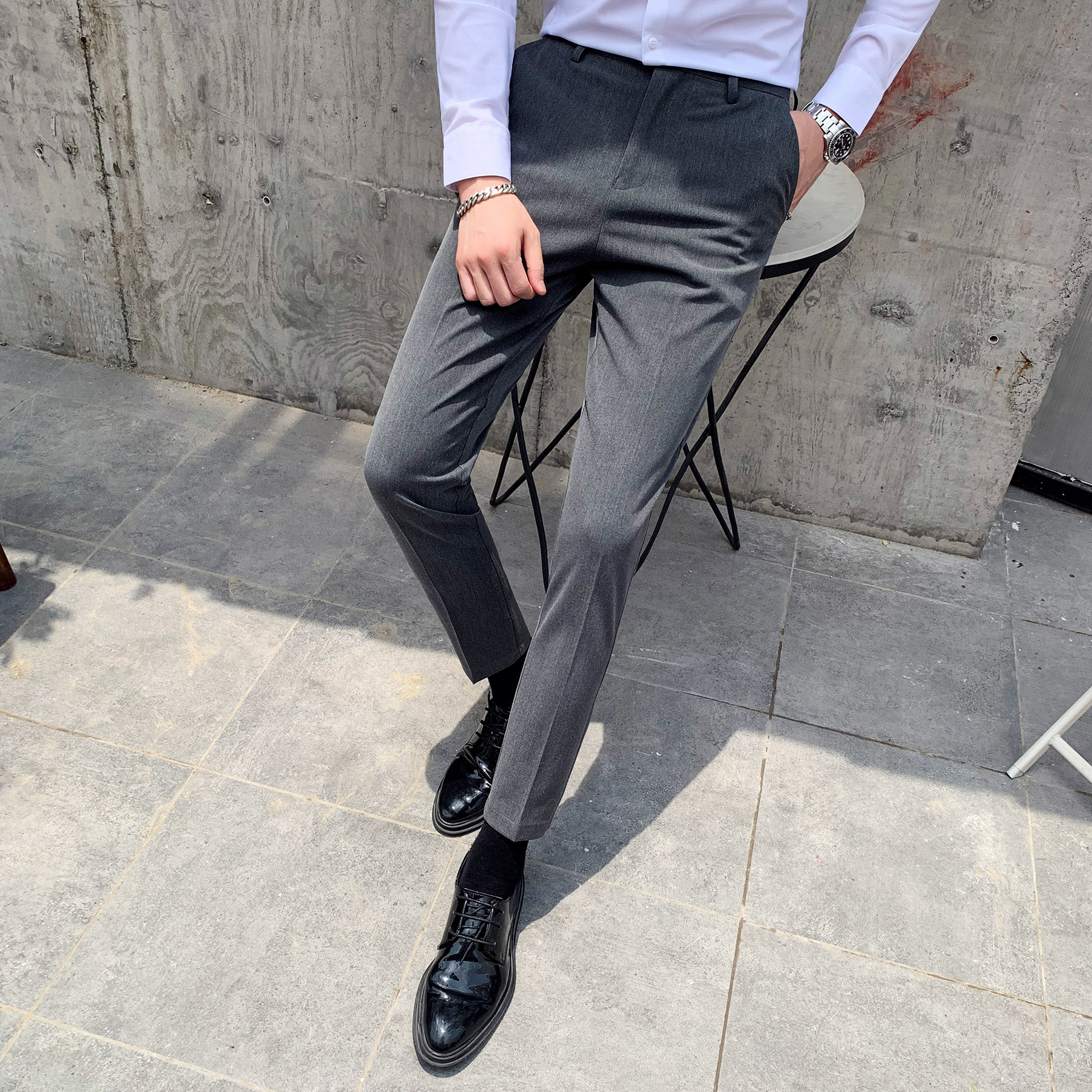 秋冬新款英伦男士西裤商务裤子修身弹力潮流小脚裤K803-P75，男装西裤，星座1012