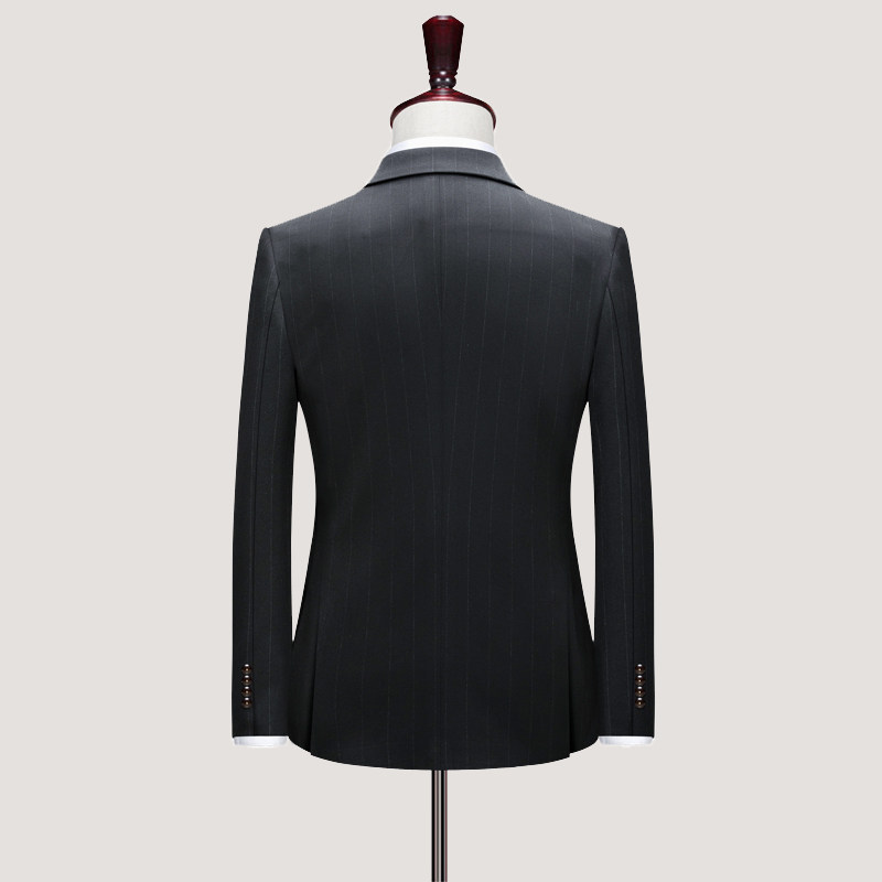 双排扣西装男套装条纹帅气新郎结婚礼服三件套商务职业休闲西服潮,男装西服套装,星座1012