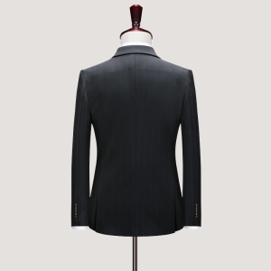 双排扣西装男套装条纹帅气新郎结婚礼服三件套商务职业休闲西服潮图片