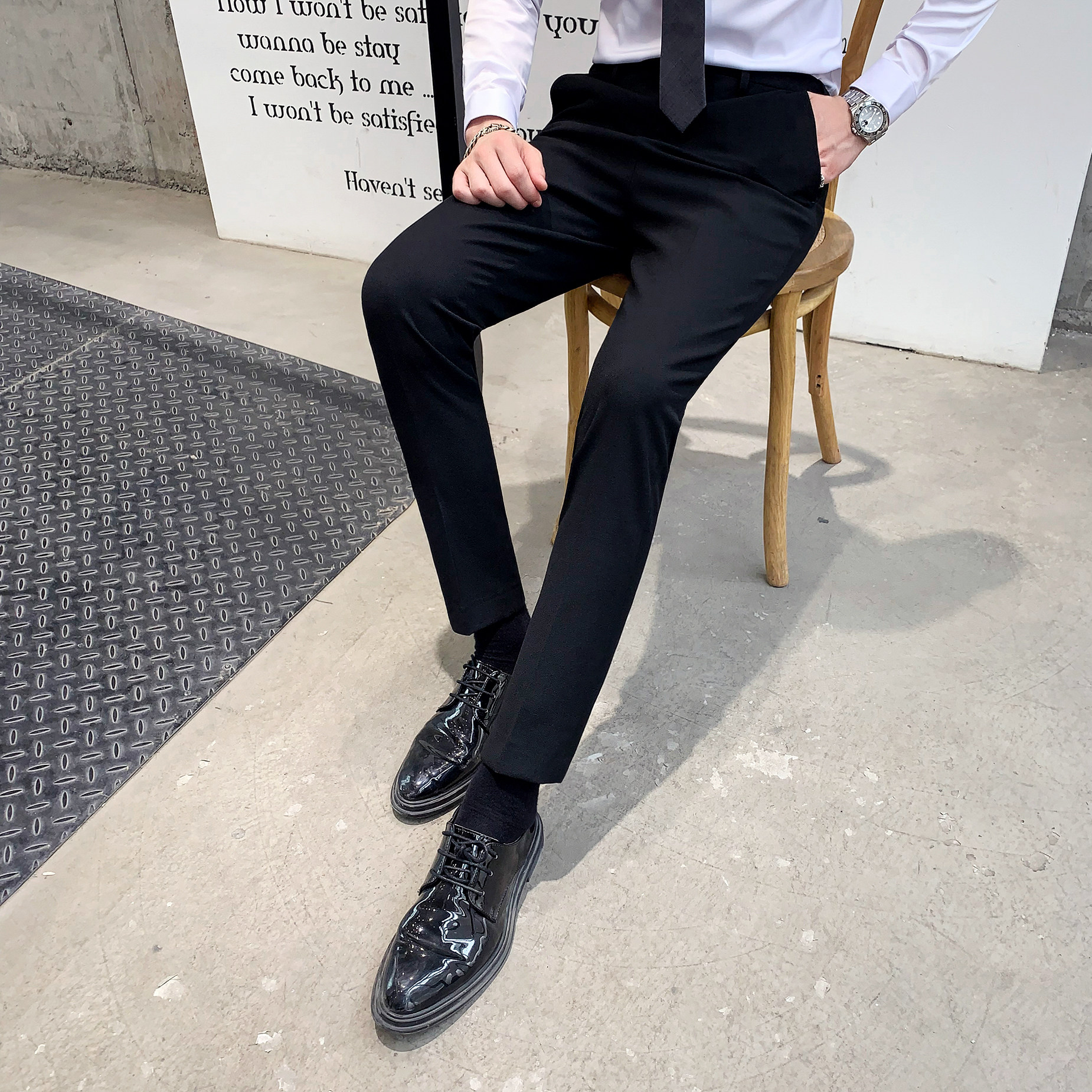 英伦休闲西裤男修身小脚西服长裤潮流免烫垂感1012-K805-P70,男装西服,星座1012