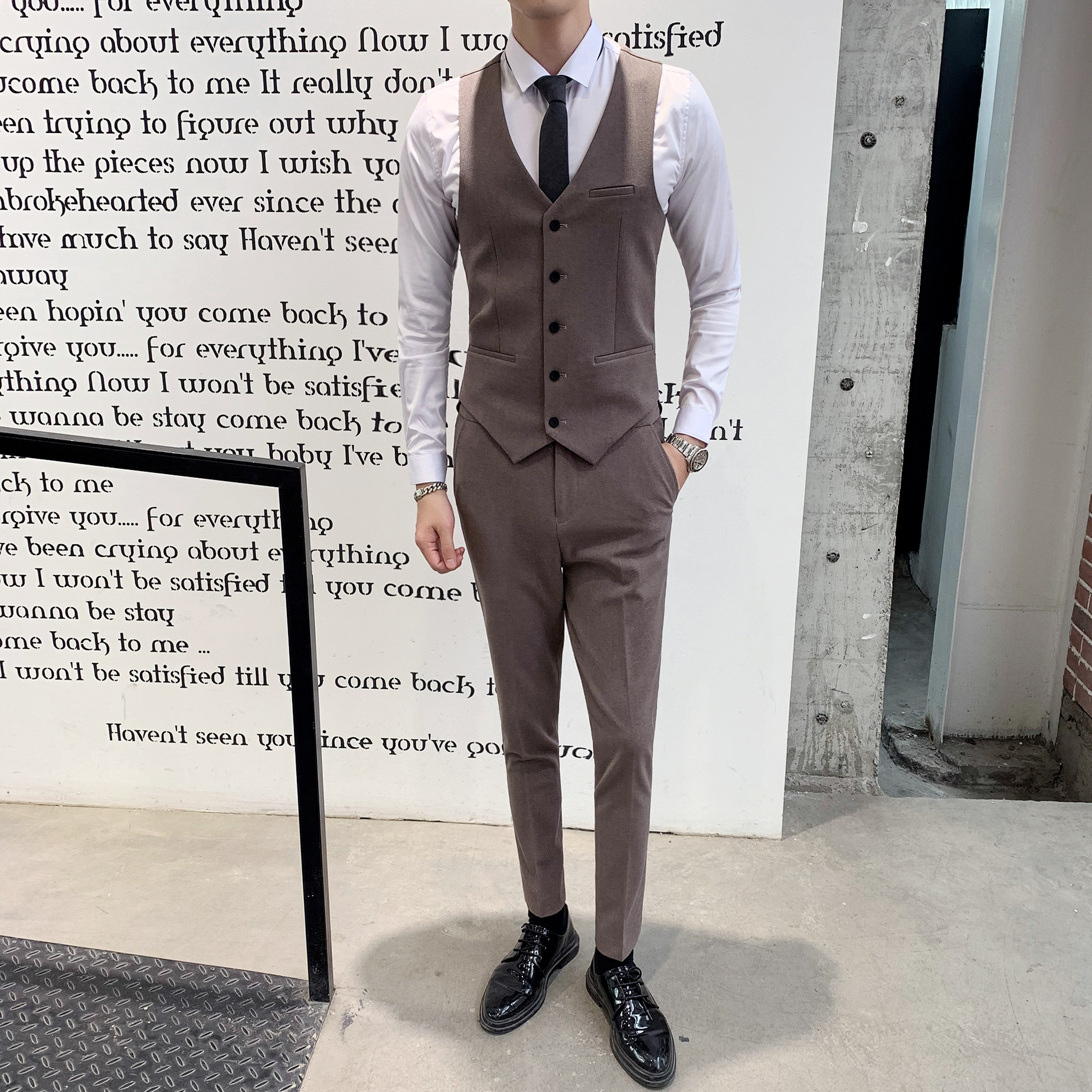 新款西装马甲男时尚西服小坎肩发型师伴郎正装礼服1012-M805-P55,男装西服套装,星座1012