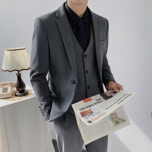 2025秋冬新款西装男套装修身西服商务新郎三件套1012-SJT817-P260图片
