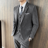秋冬新款条纹西装男套装三件套新郎结婚礼服1012-SJT829-P280，男装西服套装，星座1012