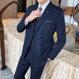 双排扣西装男套装三件套修身英伦礼服商务绅士1012-SJT826-P265，男装西服套装，星座1012