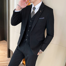 修身条纹西装男套装三件套帅气流行西服婚礼新郎礼服SJT825-P260，男装西服套装，星座1012
