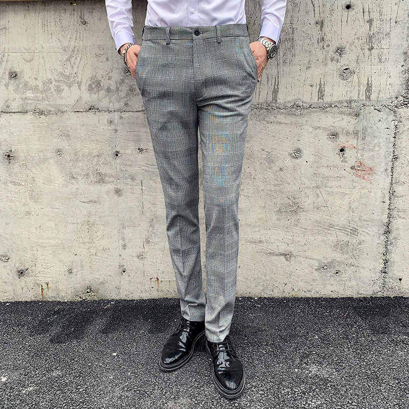 百搭千鸟格男裤韩版修身时尚潮流西裤显瘦K801-P75,男装西裤,星座1012