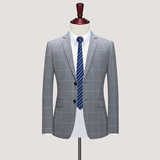 西服套装男格子三件套新郎结婚礼服商务休闲正装职业SJT812-P280，男装西服套装，星座1012