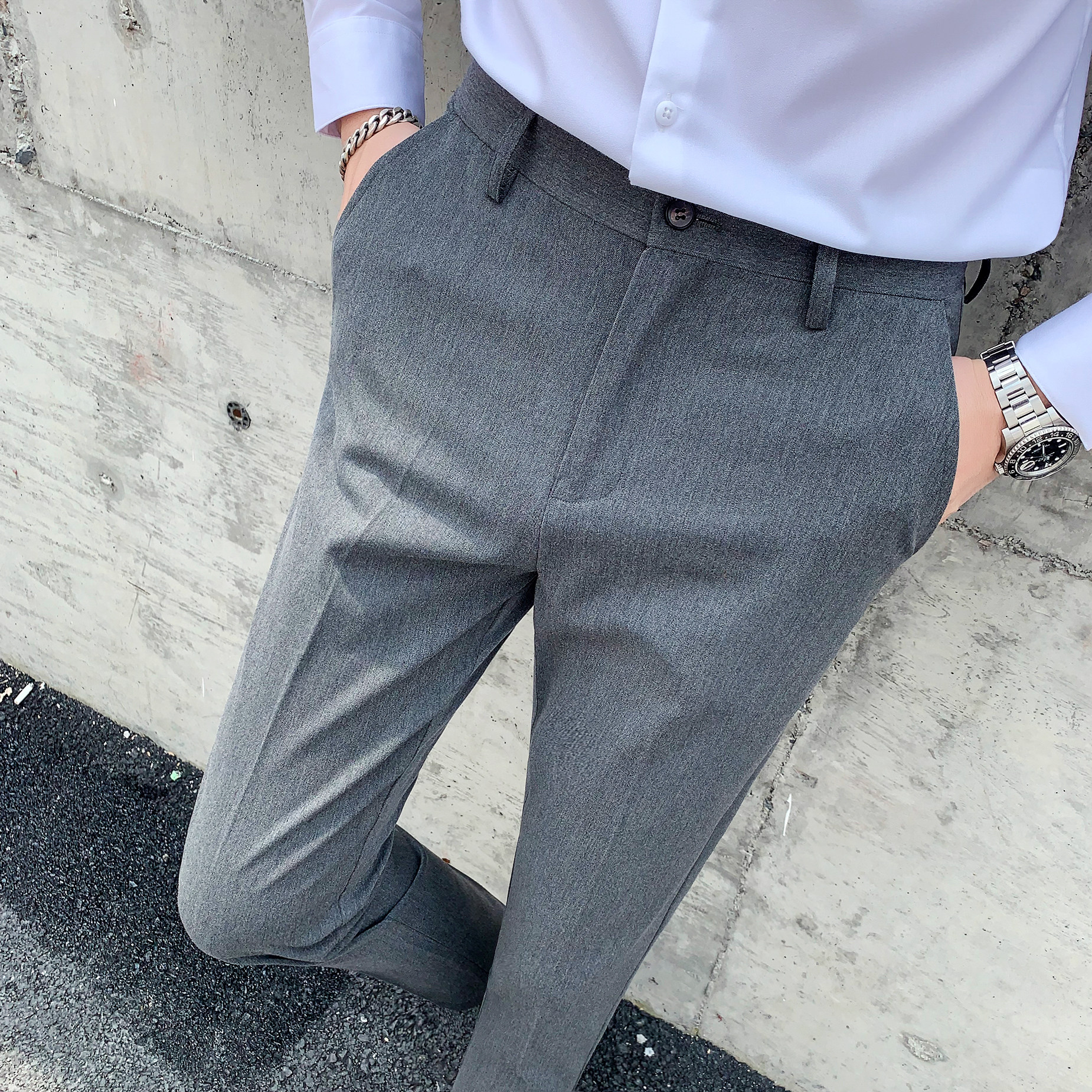 帅气秋冬光滑舒适修身西裤男士裤纯色休闲裤K803-P75,男装西裤,星座1012