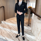 英伦条纹婚礼西装男套装新郎结婚三件套帅气商务1012-SJT825，男装西服套装，星座1012
