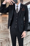 秋冬竖条纹男士西服套装结婚礼服韩版西装三件套修身商务工作820，男装西服套装，星座1012