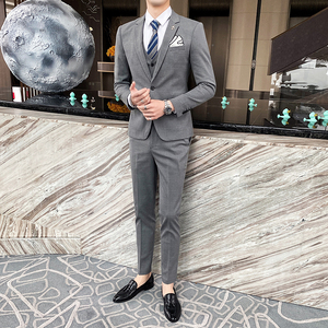 商务休闲修身西服套装男三件套英伦帅气西装礼服正装SJT823-P280图片