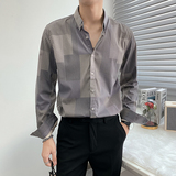 新款条纹长袖衬衫男商务职业衬衣立领微宽松轻熟风CS969-P70，男装衬衫，星座1012