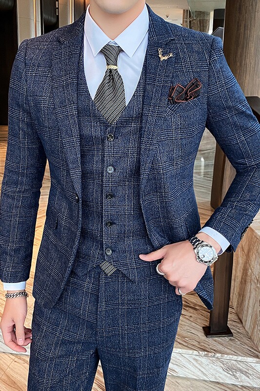 帅气西装男套装三件套西服新郎结婚礼服修身英伦正装SJT816-P260,男装西服套装,星座1012