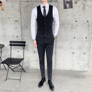 韩版修身西装马甲男商务休闲西服坎肩1012-M808-P55图片