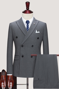 韩版双排扣西装男套装三件套修身新郎结婚礼服商务SJT806-P260图片