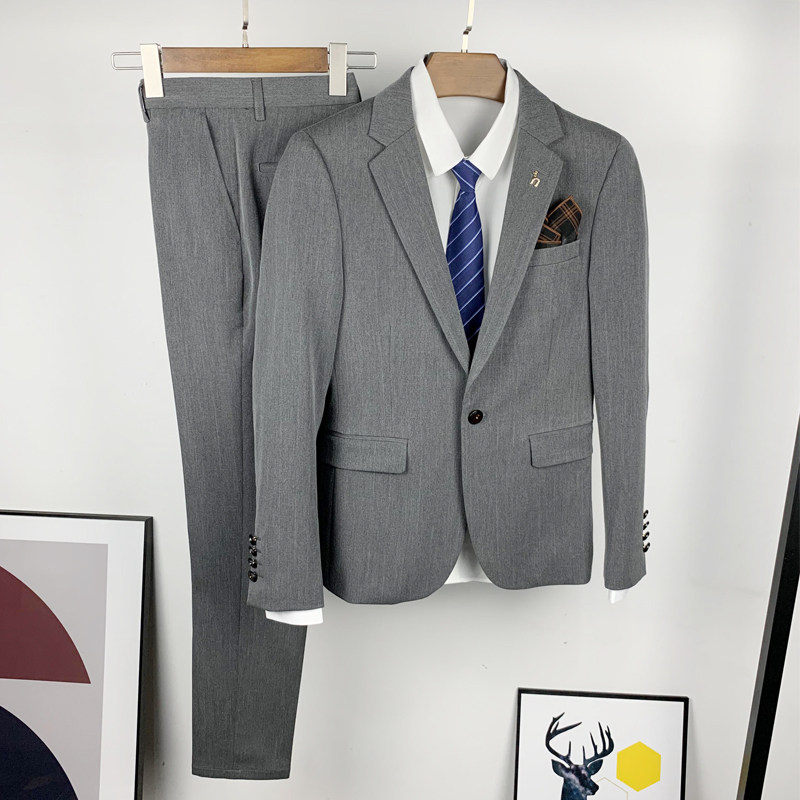 春季时尚西服套装男士西装两件套韩版修身休闲结婚礼服商务正装潮，男装西服套装，星座1012