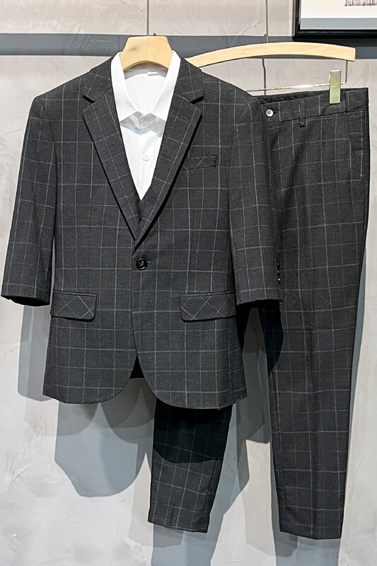 单西P80马甲35裤子50西服三件套七分袖西装套装SJT867-P165,男装西服套装,星座1012