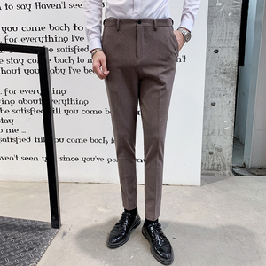 新款纯色西裤男西服长裤韩版修身免烫小脚裤1012-K805-P70图片