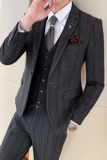 秋冬潮流韩版修身条纹西服套装男西装三件套新郎结婚SJT-822-P260，男装西服套装，星座1012