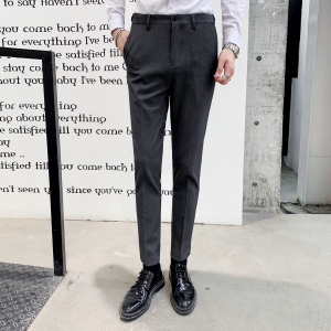 英伦休闲西裤男修身小脚西服长裤潮流免烫垂感1012-K805-P70图片