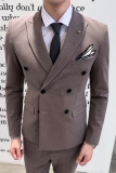 双排扣西装男套装主持人司仪三件套修身西服礼服休闲SJT806-P260，男装西服套装，星座1012