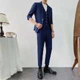 夏薄款西装男套装西服三件套修身SJT834-P205上衣105马甲45裤子55，男装西服套装，星座1012