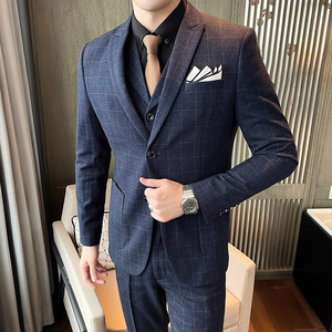 格子西装男套装三件套帅气商务婚礼服修身西服SJT851-P260图片 格子西装男套装三件套帅气商务婚礼服修身西服SJT851-P260图片