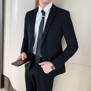 新款西装男套装两件套纯色修身西服新郎结婚礼服休闲1012-LJT803图片