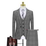 新款千鸟格西装套装三件套帅气礼服修身假模图西服8011-P300，男装西服套装，星座1012