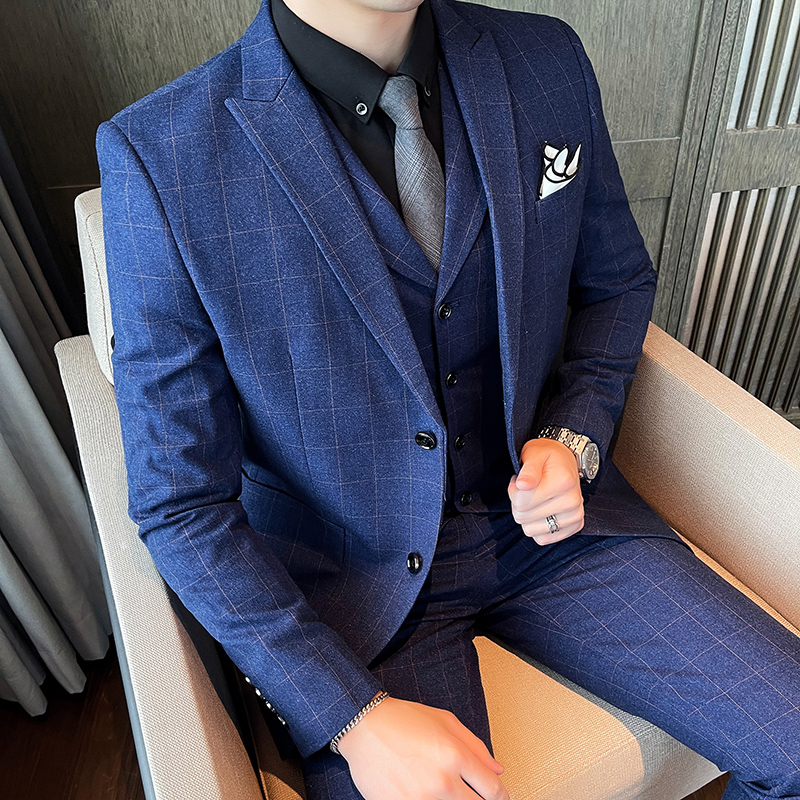西服套装男帅气新郎结婚礼服商务休闲职业西装三件套SJT851-P260，男装西服套装，星座1012