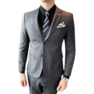 21秋冬新格子西服套装韩版英伦结婚礼服商务男士西装SJT861-P285图片