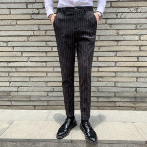 男士英伦风韩版修身条纹休闲裤男长裤 1012图片