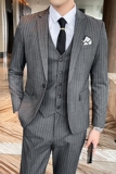 男士条纹西装男套装三件套帅气西服新郎礼服英伦SJT813-P270，男装西服套装，星座1012