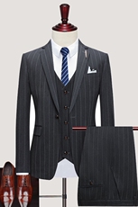 精致西装男套装三件套条纹新郎结婚礼服商务职业休闲西服三件套，男装西服套装，星座1012