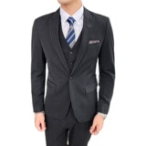 条纹西服男士套装三件套绅士西装商务休闲礼服新郎1012-827，男装西服套装，星座1012