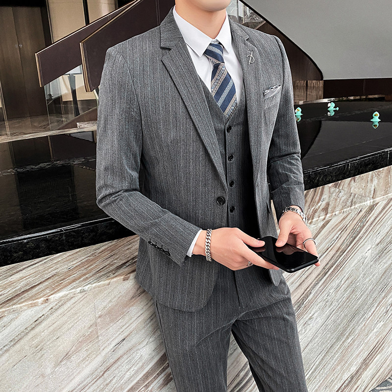 秋冬新款西装男套装三件套帅气修身西服新郎结婚1012-SJT829-P280,男装西服套装,星座1012
